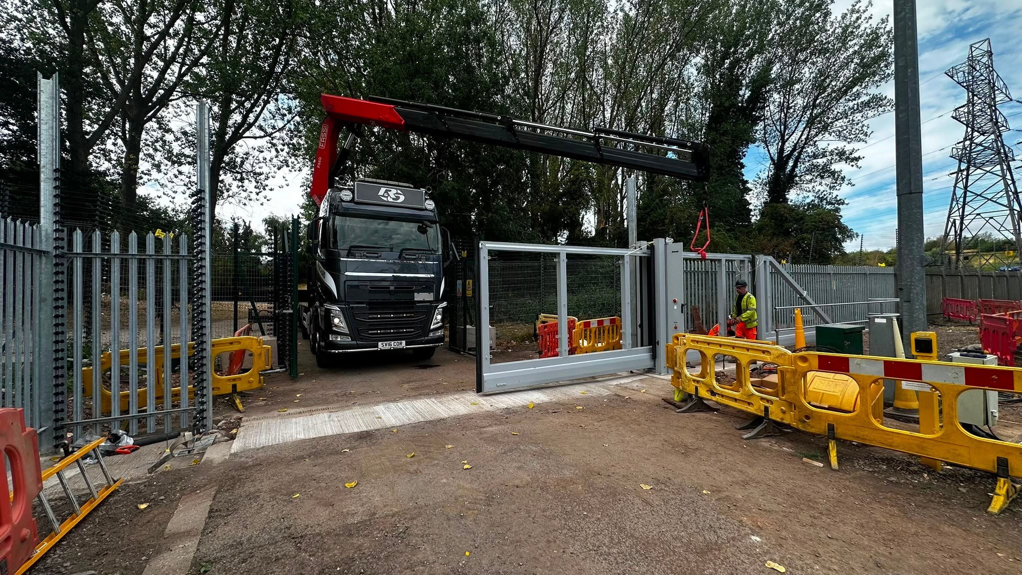 Gate installation with R & O Punchard crane truck